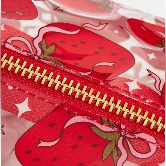 Skinnydip London strawberry bow, make up bag Cosmetic Bag - Picture 4 of 7